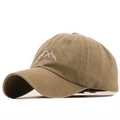 Gorra de béisbol caqui en algodón lavado con bordado de montaña en vista lateral - Ajustable / Caqui Lavado