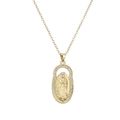 Collier avec pendentif ovale Vierge Marie doré et détails étincelants en zircone cubique - Vierge Marie Rayonnante en Prière