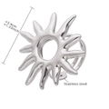Silver stainless steel sun-shaped statement ring size 7 with floral details - Size 7 (Adjustable) / Sun Flower Open Ring / Silver