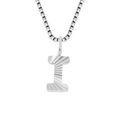 Personalized silver-toned stainless steel "I" letter pendant necklace with box chain - I-Steel Color