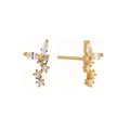 Elegant s925 silver needle golden butterfly earrings inlaid with sparkling white zircons - Gold Style 13-Butterfly