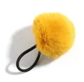 Elastic hair tie with soft yellow faux fur pom pom for kids and women's hairstyles - Ginger Yellow Pom Pom 5cm