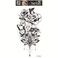 Waterproof temporary tattoo FF-149 with black rose, butterfly and mandala design - Mandala Composite Flowers (FF-149)