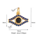 Evil eye lucky charm pendant in gold finish with blue stones and black center - Gold Classic Evil Eye