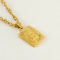 Men's 18K gold plated stainless steel necklace featuring a square letter E pendant - Letter E