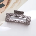 Elegant matte grey-purple square hair claw clip with a stylish quilted diamond pattern - 10.5cm Grey Coffee Quilted