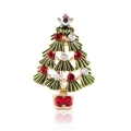 Elegante broche de árbol de Navidad dorado con esmalte verde y brillantes diamantes - Oro KC Multicolor