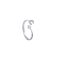 Adjustable silver ring featuring a crescent moon and a round claw-set cubic zirconia - Letter C