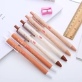 Set of six retractable gel pens in warm earthy tones with elegant Chinese calligraphy - 0.5mm-Single Price / Acrostic Poetry Style