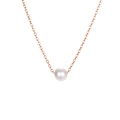 Elegant rose gold necklace with a round white pearl pendant on a clean white background - Rose Gold
