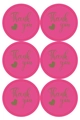 Pink round thank you gift stickers with gold font and heart for package sealing - Sticker - Pink (Thank you)
