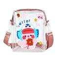 Süße Capybara transparente Tasche mit rosa Nylonband und Cartoon-Aufdruck - Hässlicher Fisch & Biber