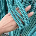 Strands of 5x8mm turquoise-style natural stone rondelle beads with dark veins - Mongolian Turquoise / 5*8mm (approx. 73 pcs/strand)