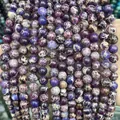 Purple natural Imperial Stone round beads with unique mineral texture for DIY jewelry - Purple White Emperor Stone