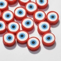 Colorful 10mm red evil eye polymer clay beads for DIY bracelets and crafts making - Red