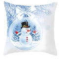 Detailed close-up of Christmas snowflake cushion cover featuring snowman snow globe design - Snowman Crystal Ball Ornament