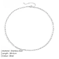Collar de cadena de eslabones tipo clip de acero inoxidable plateado de 38+5cm - Color Acero