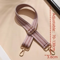 Adjustable 3.8cm wide canvas bag strap with brown herringbone pattern and gold buckles - Jacquard Brown and White (Gold Buckle)