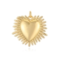 Sacred Heart gold metal pendant with radiant sunburst design on white background - 27-Sacred Heart Sunburst
