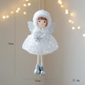 Bambola angelo di Natale in peluche con gonna di tulle bianco e fiocco di neve argento - Argento
