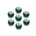 Set of 7 dark green faceted acrylic beads with silver metal core for DIY bracelets - Dark Green
