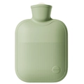 Bolsa de agua caliente verde matcha con rayas antideslizantes y boquilla de embudo - Bolsa de agua verde claro sin funda / 500ml (Pequeño)