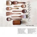Acacia wood 9-piece kitchen utensil set with hanging hooks and storage barrel - Mangium Wood 9-Piece Set with Barrel and Hooks / Approx. 980g