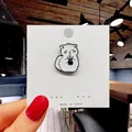 Detail of cute white cat pin drinking milk tea with enamel finish on display card - 37*Cat with Coffee Cup Pin