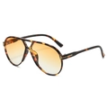 Vintage pilot sunglasses with tortoiseshell frame, orange gradient lenses, and gold T logo - Regular / Tortoise Frame Gradient Orange Lens