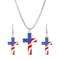 Schmuckset zum Unabhängigkeitstag mit US-Flaggen-Kreuzhalskette und Ohrringen - Weißes K Flagge Kreuz (K-1228)