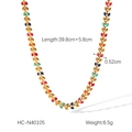 Collier en acier doré avec des breloques en forme de feuilles en émail multicolore - Collier Feuille Multicolore(HC-N40105)