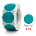 Roll of teal circular adhesive labels 1 inch diameter waterproof heart shape stickers - F-22 Teal Round