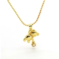 Collar dorado con colgante de osito de peluche y circón de estrella en cadena de bolas - Oso con Estrella