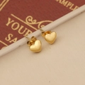 Polished gold heart stud earrings on vintage props providing an elegant aesthetic - 3# Earrings (N1079)