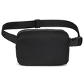 Minimalist black waterproof nylon waist bag with adjustable strap and plastic buckle - Black