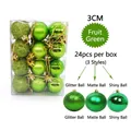 Detail of 24pcs 3cm fruit green Christmas balls with glitter, matte, and shiny finishes - Shiny Matte Glitter Mix / Green