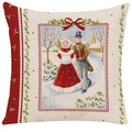 Christmas pillowcase featuring Victorian couple in snow on linen texture fabric - 45*45cm (No Insert) / Style-4 (Walk in Snow)