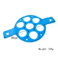 Stampo per pancake in silicone blu a 7 fori con manici laterali per un facile sollevamento - Blu