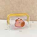 Brown PU leather Capybara coin purse with buckle, measuring 9.5 x 6 x 4.5 cm - Pear (PVC)