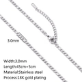 Silver stainless steel box chain necklace, 3.0mm width with 45+5cm adjustable length - Figaro Chain / Silver
