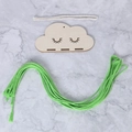 DIY cloud-shaped wooden hair clip organizer set with long green cotton weaving rope - Green