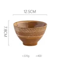 Japanese style handmade brown stoneware ceramic bowl with diagonal rib texture and 400ml capacity - Brush Stroke Wheat Rice Bowl