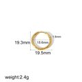 Cuadro de tallas detallado con 19,5mm de diámetro y 1,8mm de grosor para los aros oro - Redondo Minimalista Oro 1,8 mm de Ancho-19,5 mm DE (TE6018-2-20)