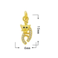 18K gold-plated cat pendant featuring blue stone eyes and white crystals, 15mm by 6mm - Blue Eye Cat Shape / Gold - Cat 1607