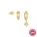 S925 sterling silver gold octagonal star opal hoop earrings set for women - 925 Silver / Gold #6