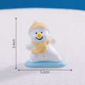 Miniature snowman figurine with yellow hat and blue base for Christmas DIY decor, 3.4cm tall - No.1 Snowboarding Snowman