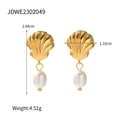 Boucles d'oreilles coquillage doré avec perles de plage, taille 2,84cm x 1,33cm - Style Perle Coquille Or (JDWE2302049)
