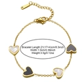 Dettagli del bracciale cuore dorato dimensioni 21 cm di lunghezza e 1 cm di larghezza - Stile Quattro Cuori Effetto Conchiglia Bianco e Nero (B02686G)