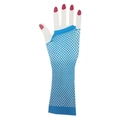 Elastic royal blue fishnet fingerless gloves for costume party and stage performance - One Size / Lake Blue