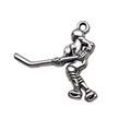 Silver metal ice hockey player pendant charm for DIY jewelry and sports keychains - Hockey Player B